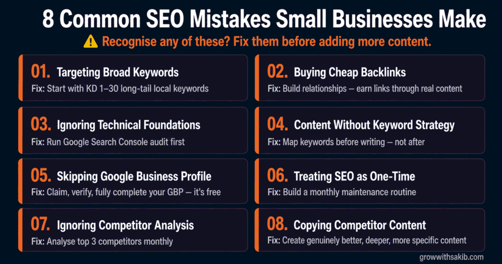 common seo mistakes