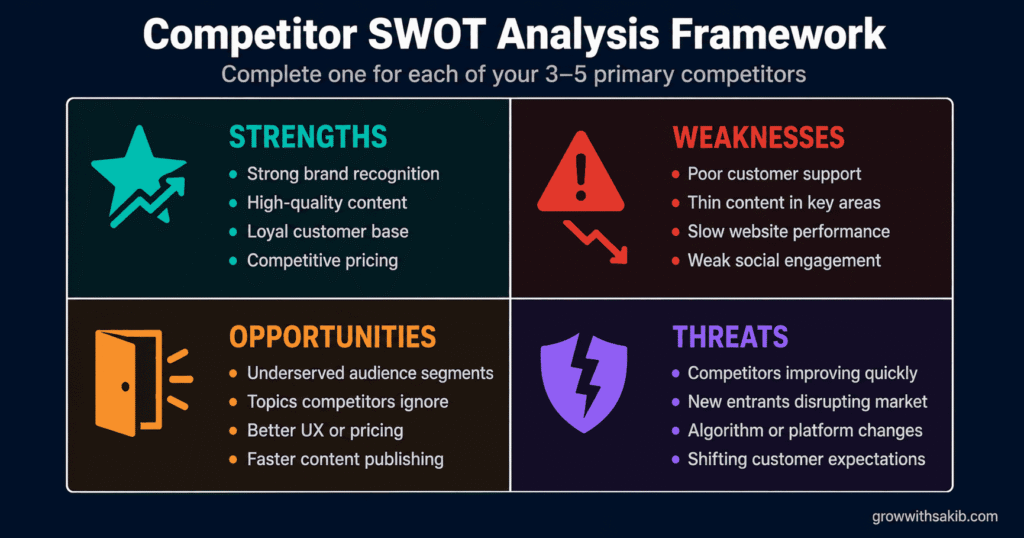 A Complete Guide to Competitor Research for Digital Businesses competitor sawo analysis farmework