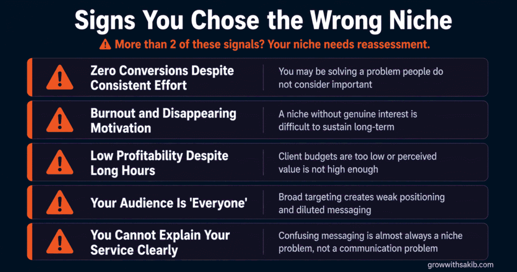 How to Find the Right Niche for Your Services signs you chose the wrong niche