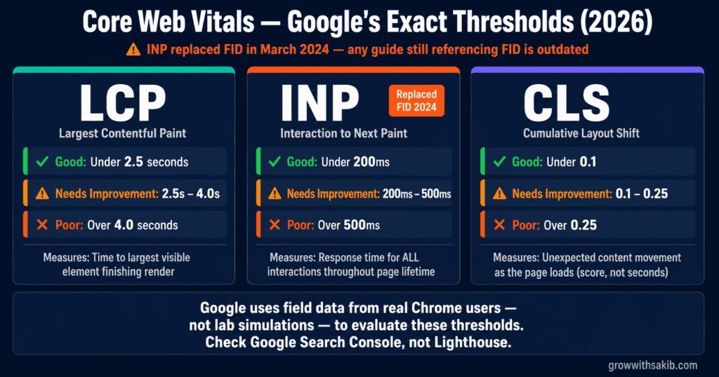Core Web Vitals Google's Exact Thresholds