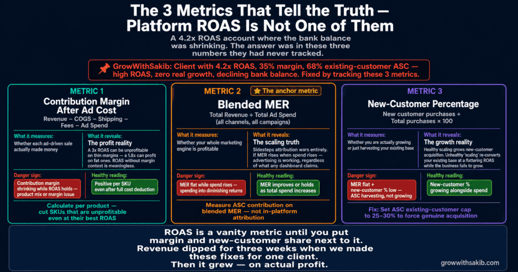 Meta Ads for E-commerce: How to Structure Campaigns From First Sale to $50K/Month the 3 metrics that tell the truth