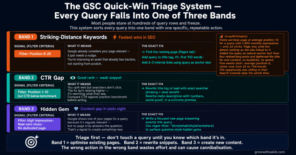 The GSC Quick - Win Triage System - Every Query Falls Into One of Three Bands