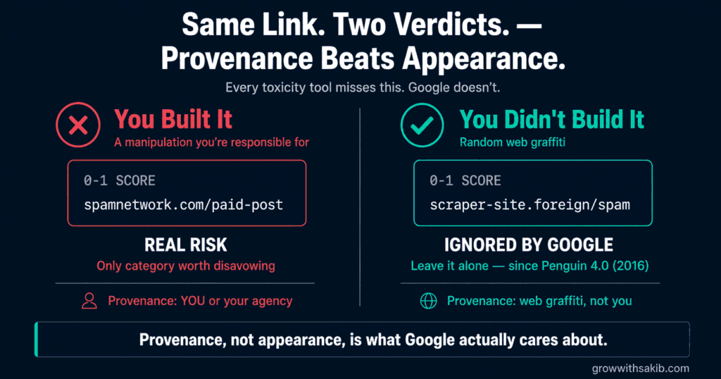 Some Link Two Verdicts - Provenance Beats Appearance