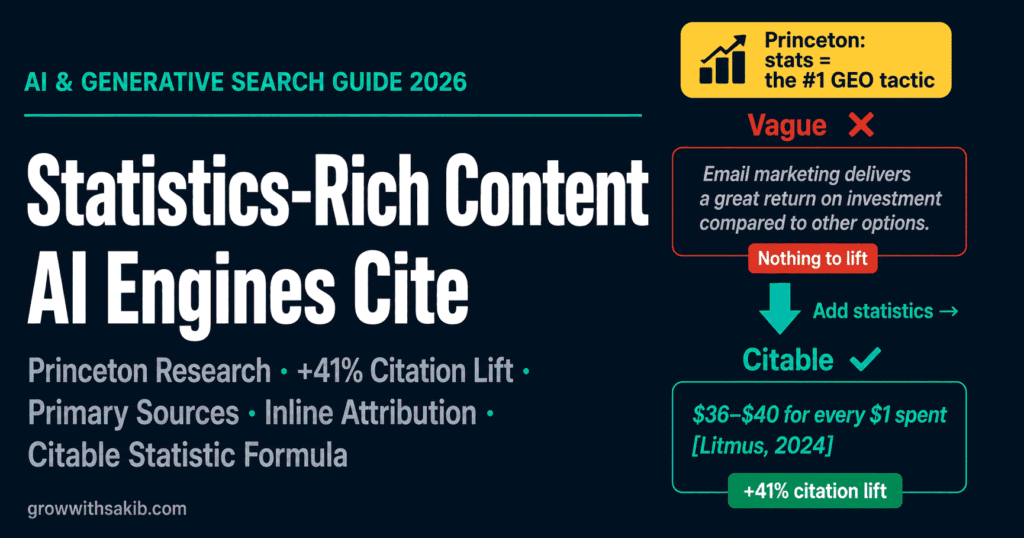 How to Write Statistics-Rich Content That AI Engines Cite (+41% Visibility) Statistics Rich Content AI Engines Cite