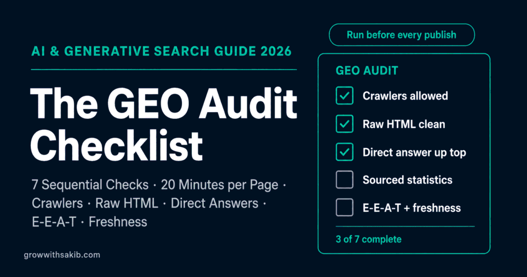 GEO Audit Checklist: How to Evaluate Any Page for AI Visibility Before You Publish The GEO Audit Checklist