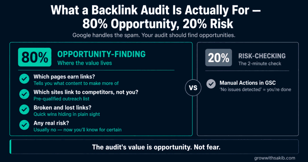 What a Backlink Audit Is Actually For - 80% Oppoertunity 20% Risk